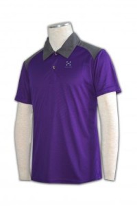 W074 來辦訂購運動衫  運動衫中心  訂製純色短袖polo 運動衫供應商HK     紫色     撞色碳灰色
